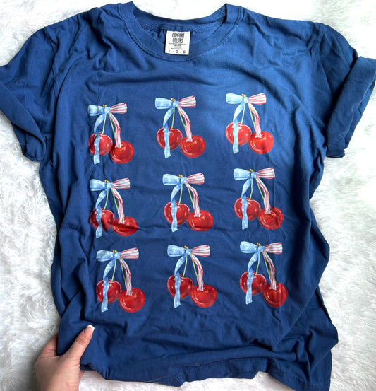 Coquette Watercolor Cherry Graphic Tee - RTS